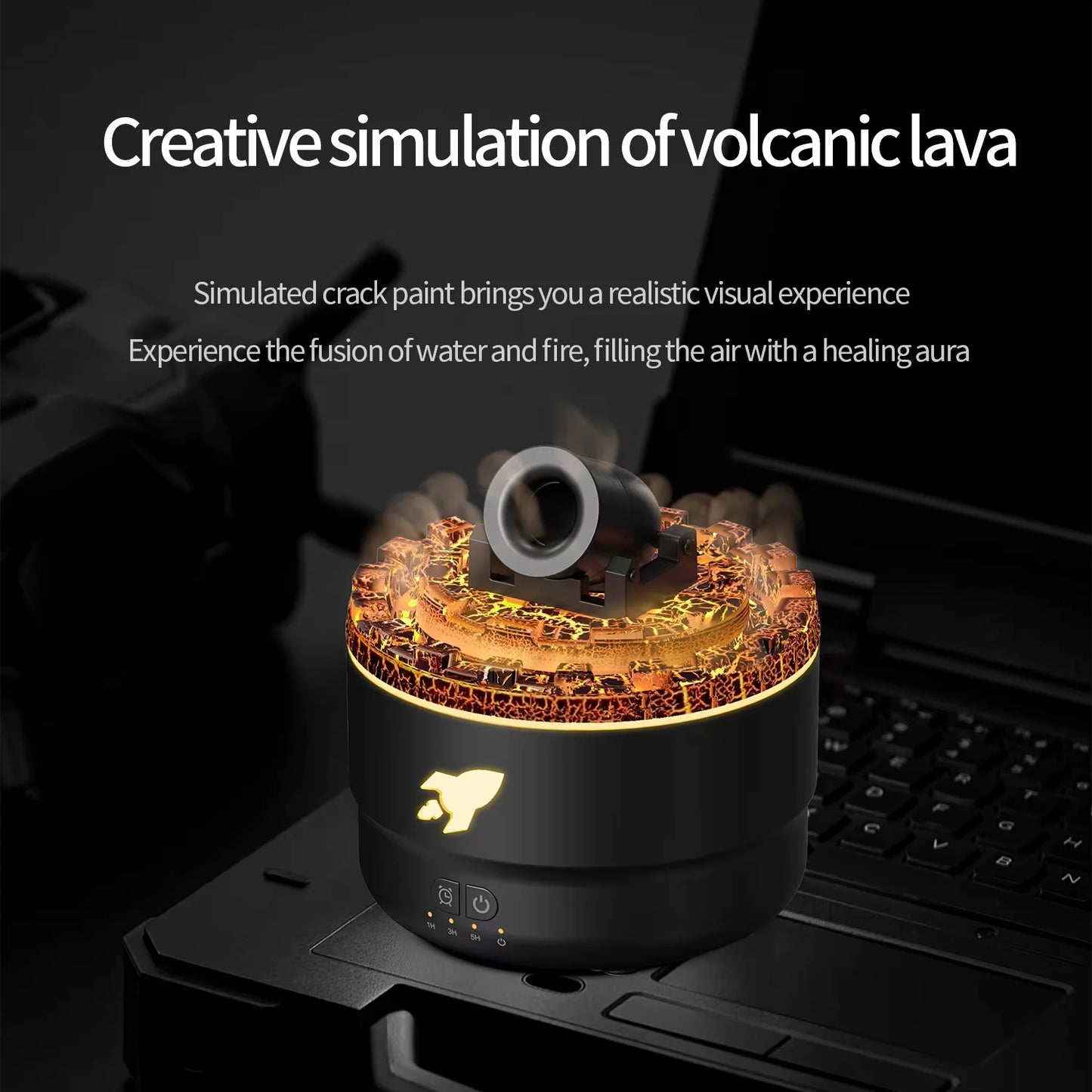 Volcanic Crack Light Cannons Humidifier – Essential Oil Diffuser with Aromatherapy and Visual Effects - Loovy #