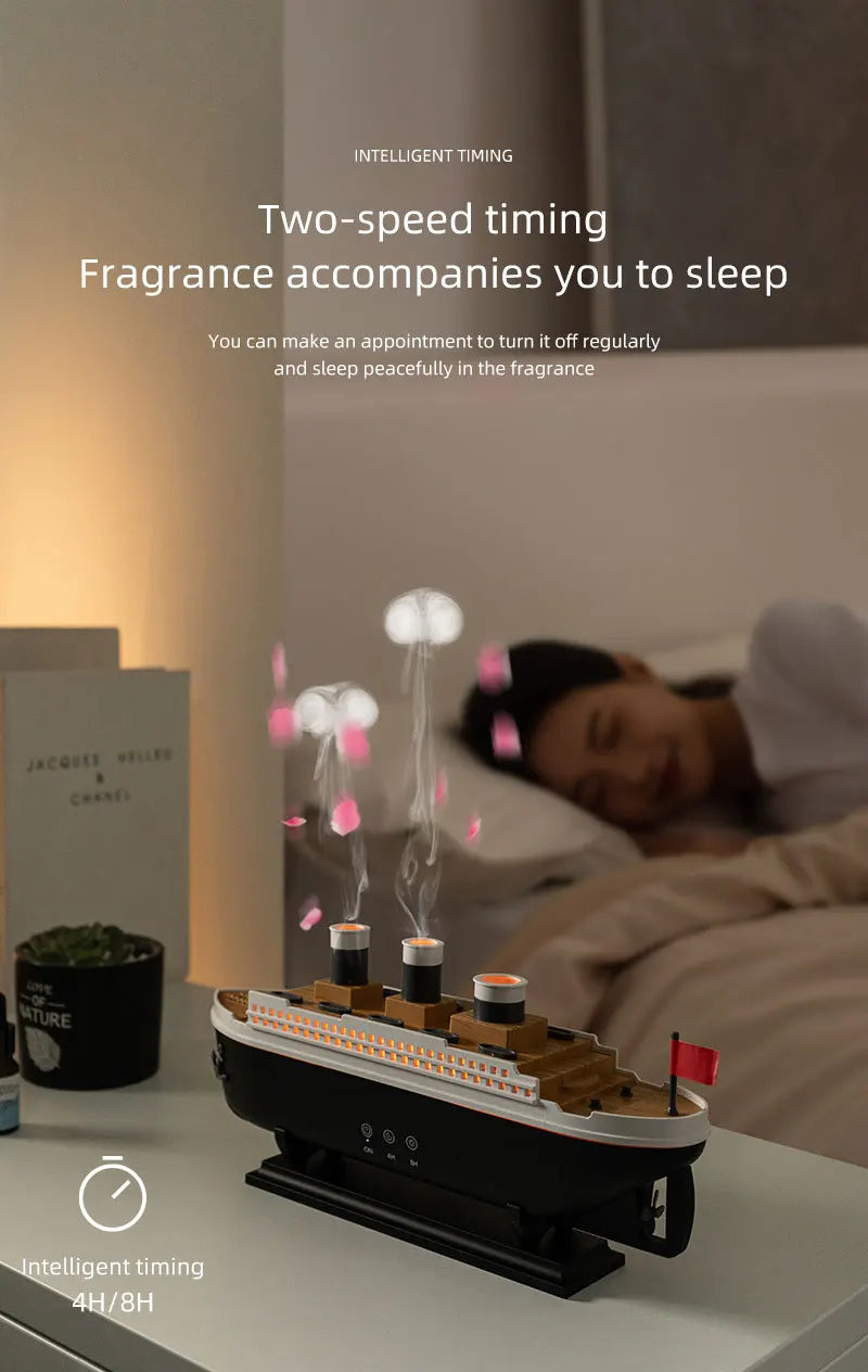 Retro Boat Ultrasonic Aromatherapy Humidifier with Remote Control - Loovy #