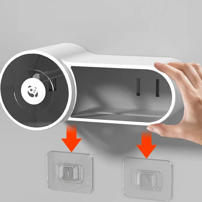 Wall-Mounted Waterproof Toilet Tissue Box – No-Punch Storage Rack - Loovy #