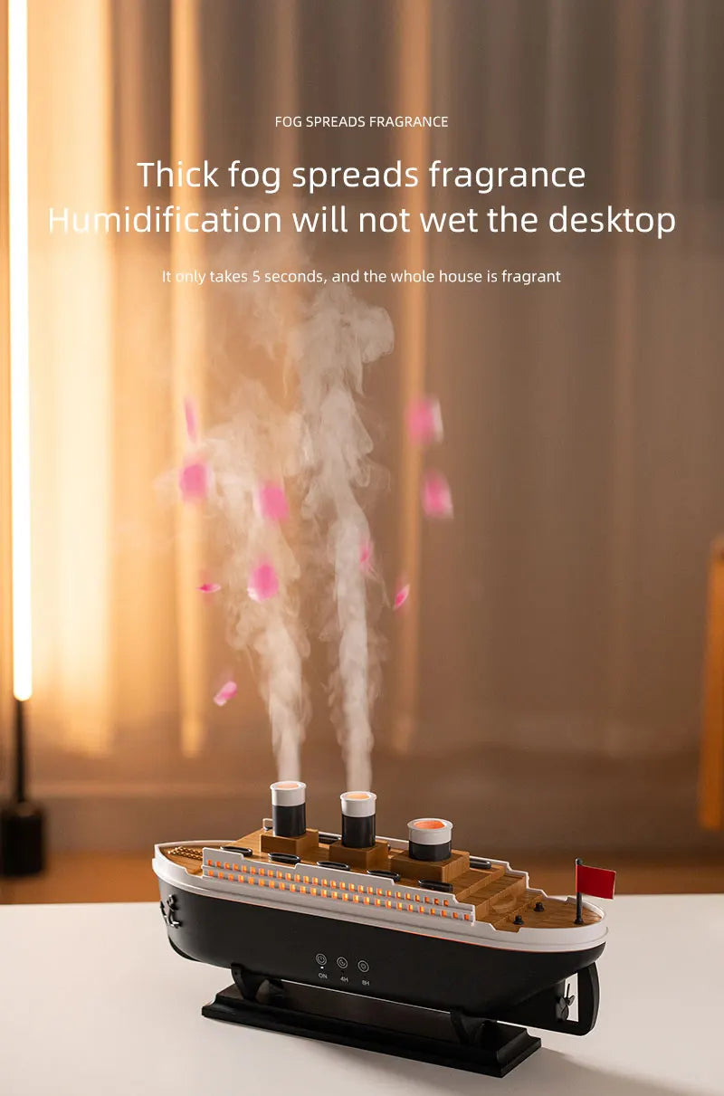 Retro Boat Ultrasonic Aromatherapy Humidifier with Remote Control - Loovy #