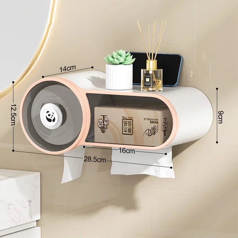 Wall-Mounted Waterproof Toilet Tissue Box – No-Punch Storage Rack - Loovy #