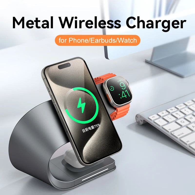 4-in-1 Magnetic Wireless Charging Station with Metal Shell - Loovy #