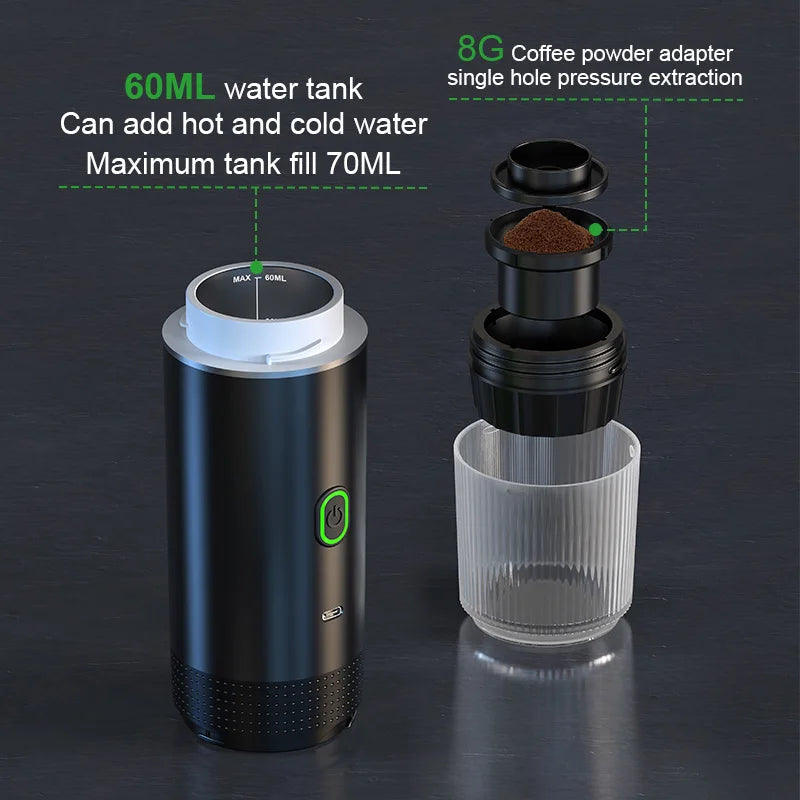 Portable Wireless Espresso Coffee Machine for Travel, Car, and Home - Loovy #