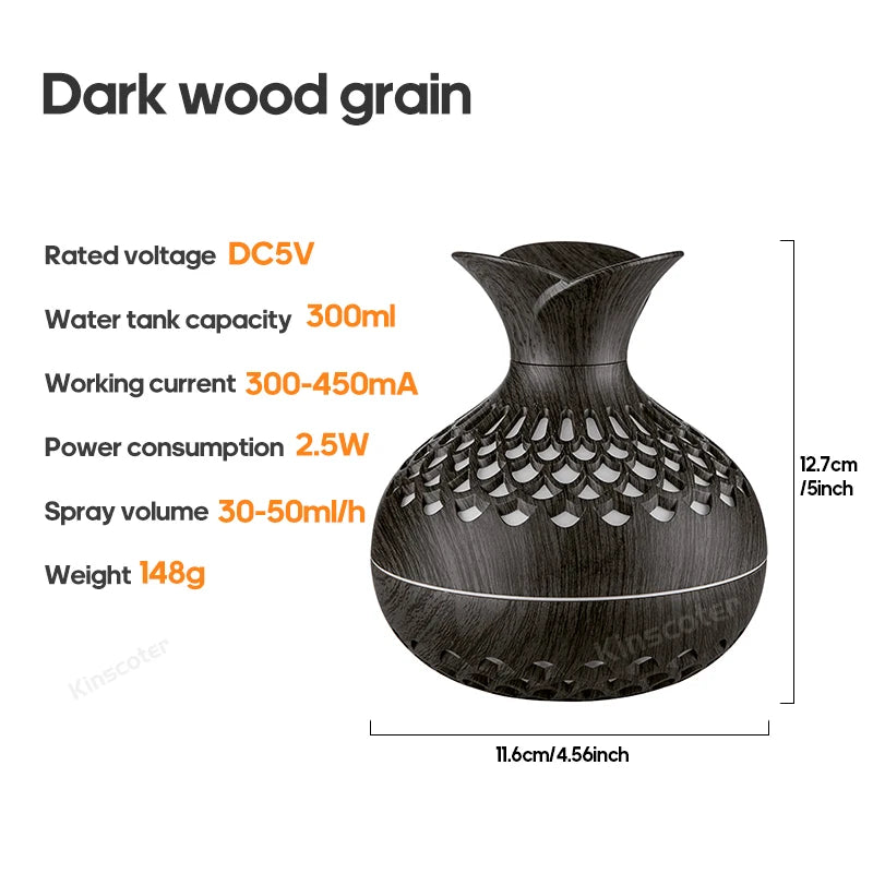 Elegant Wood Grain USB Aroma Diffuser & Humidifier - Loovy #