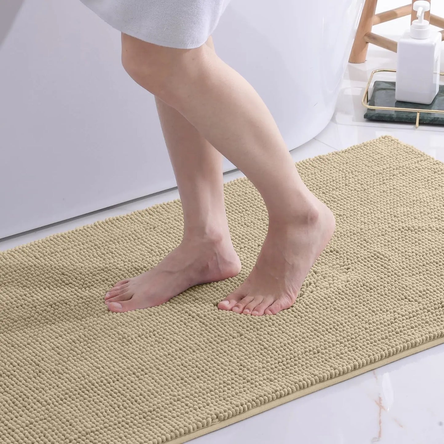 Chenille Bathroom Rug – Soft, Absorbent, and Non-Slip Bath Mat - Loovy