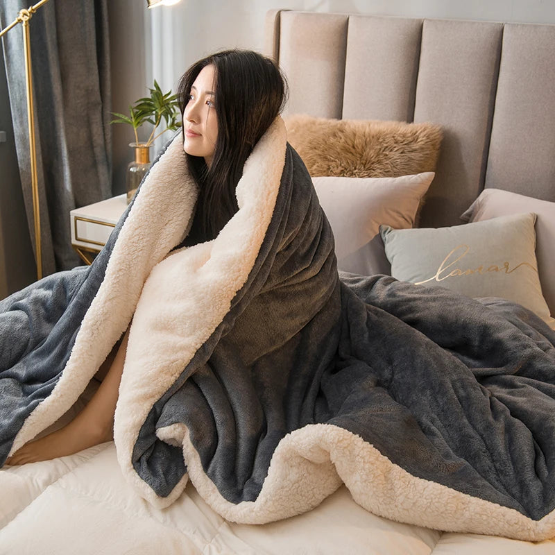 Cozy Wool Throw Blanket – Double-Sided Winter Bedspread for Warmth and Comfort - Loovy #