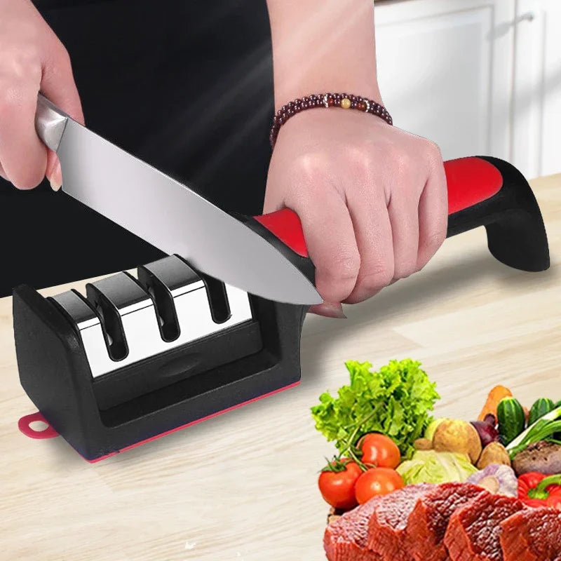 3-Stage Knife Sharpener - Quickly Sharpen Kitchen Knives with Ease - Loovy #