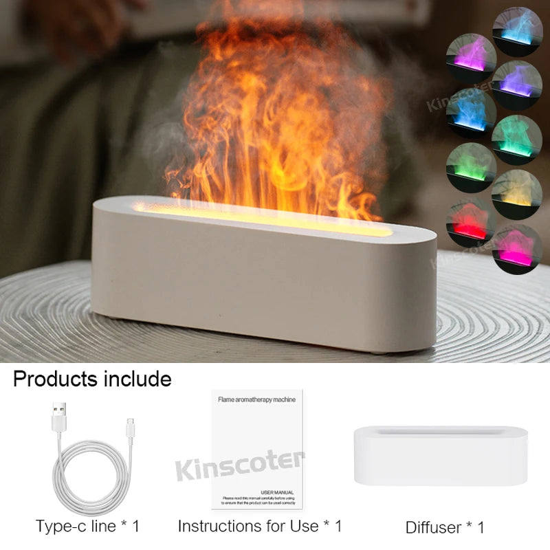 RGB Flame Aroma Diffuser – Ultrasonic Air Humidifier with LED Flame Effect - Loovy #