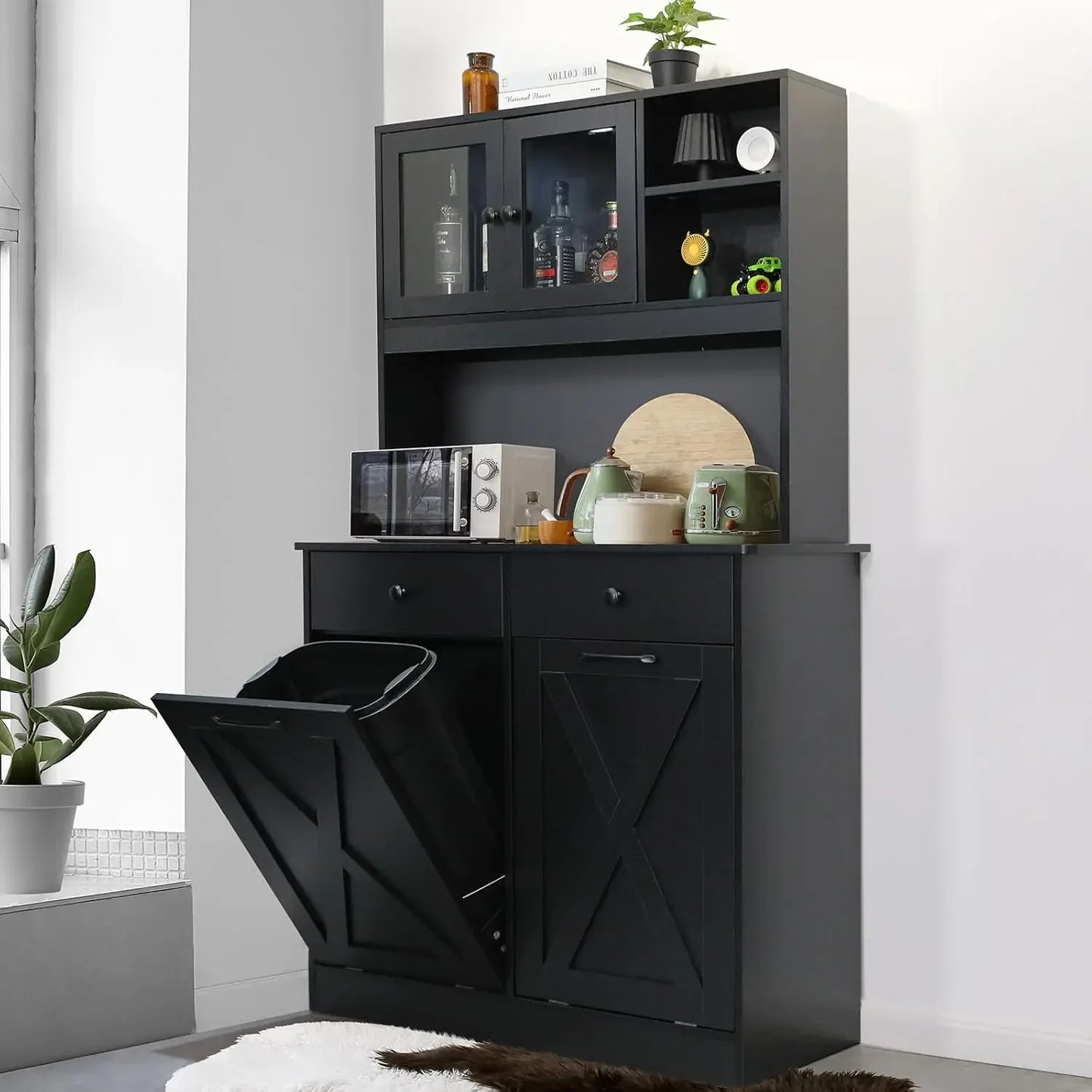Dual Tilt-Out Trash Cabinet - Kitchen Storage with Modern Design - Loovy #