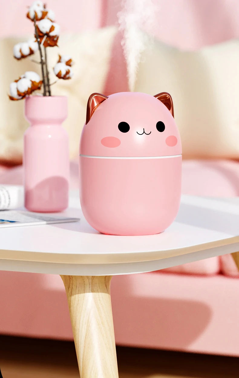 Portable 200ml Air Humidifier with Night Light – Kawaii Aroma Diffuser - Loovy #
