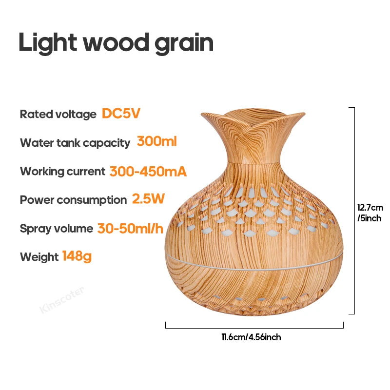 Elegant Wood Grain USB Aroma Diffuser & Humidifier - Loovy #