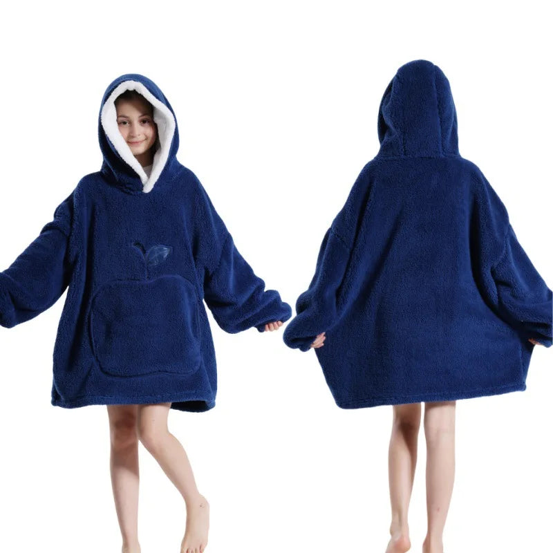 2025 Super Long Flannel Blanket Hoodie - Oversized Winter Pullover Fleece Sweatshirt for Women, Men & Kids - Loovy #