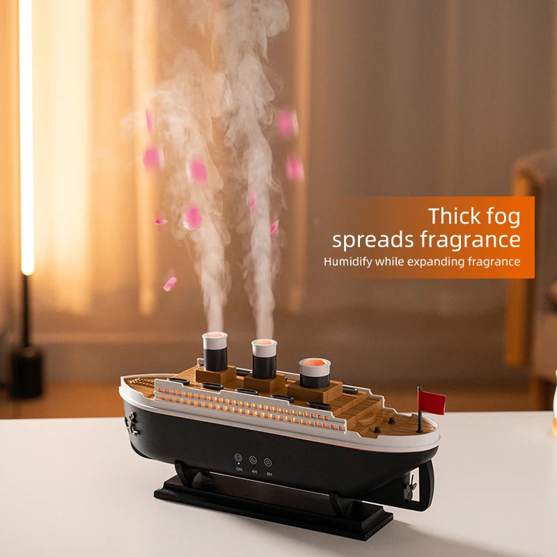 Retro Boat Ultrasonic Aromatherapy Humidifier with Remote Control - Loovy #