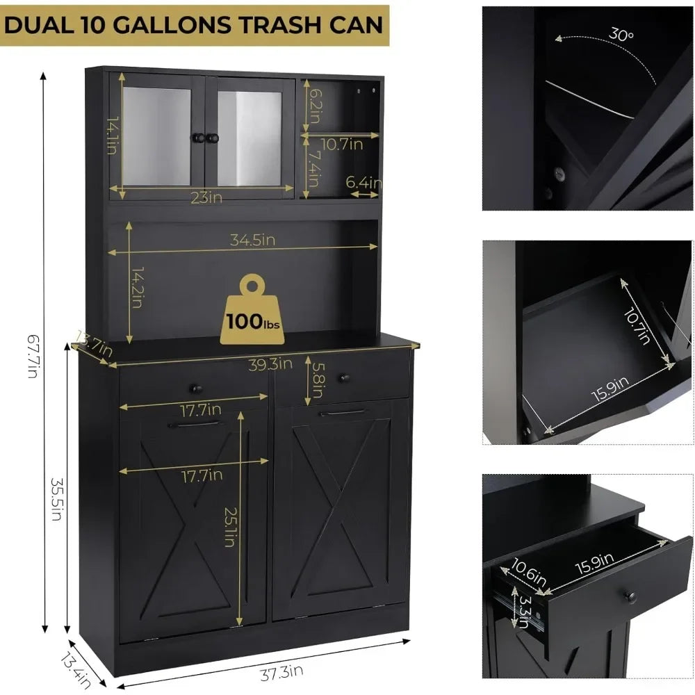Dual Tilt-Out Trash Cabinet - Kitchen Storage with Modern Design - Loovy #