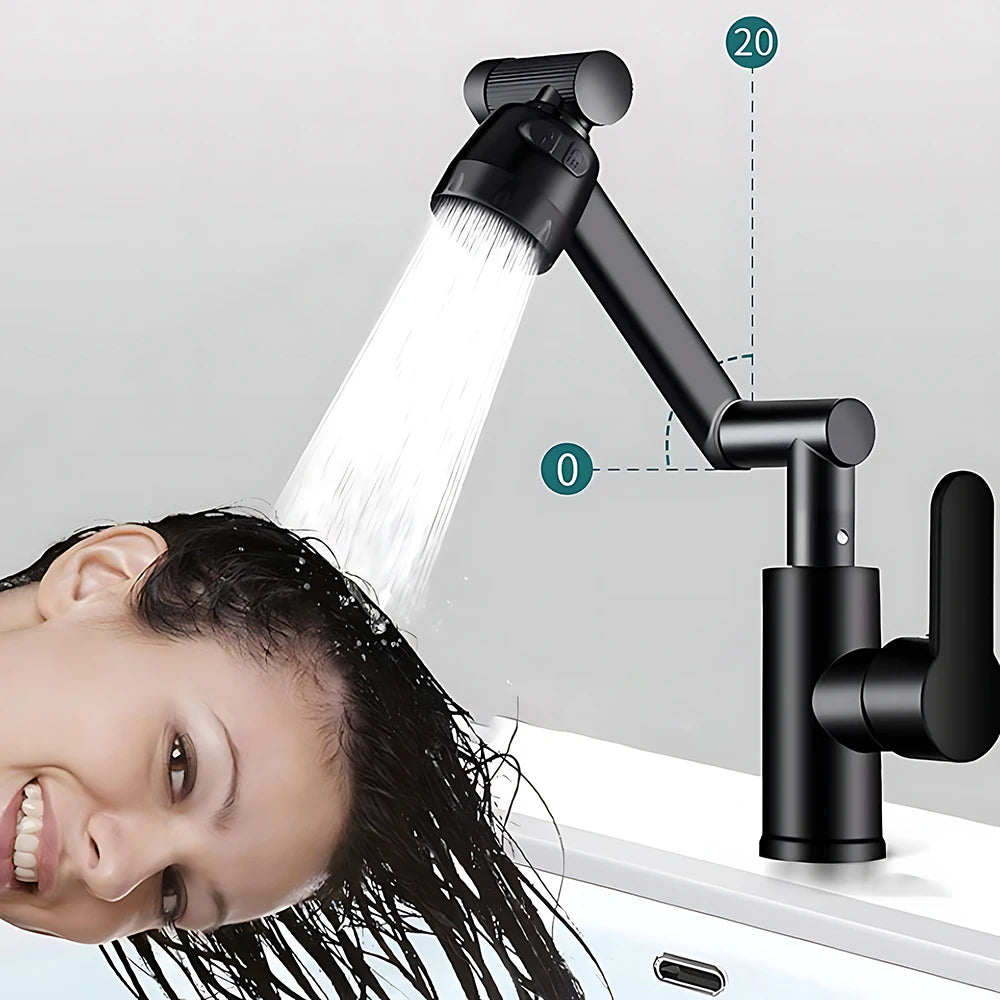 Mechanical Arm Universal Faucet – Deck-Mounted Basin Faucet with Two-Speed Control for Bathroom & Kitchen - Loovy #