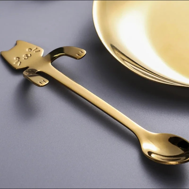 Cute Cat Coffee Spoon - Stainless Steel Dessert Spoon for Kids & Adults - Loovy #