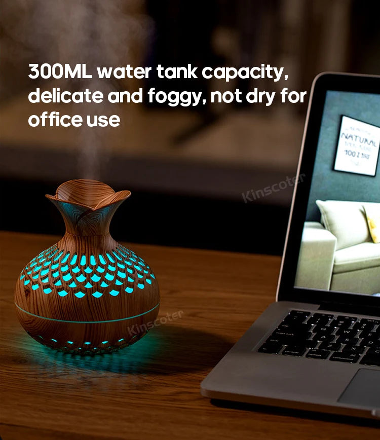 Elegant Wood Grain USB Aroma Diffuser & Humidifier - Loovy #
