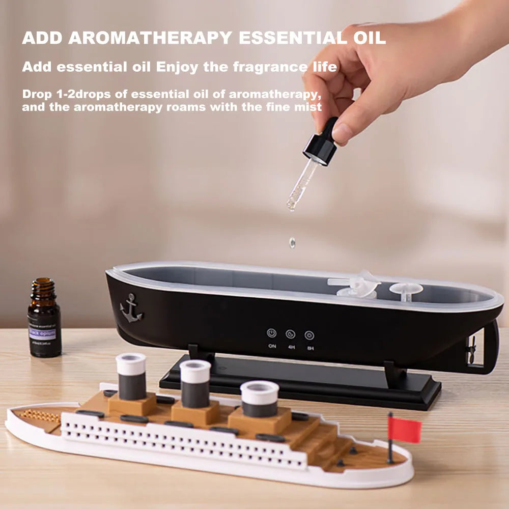 Retro Boat Ultrasonic Aromatherapy Humidifier with Remote Control - Loovy #