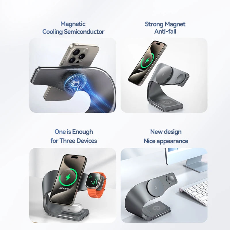 4-in-1 Magnetic Wireless Charging Station with Metal Shell - Loovy #