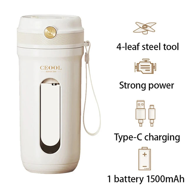 10 Blades Electric Portable Blender - 350ML USB Rechargeable Smoothie Juicer Cup - Loovy #
