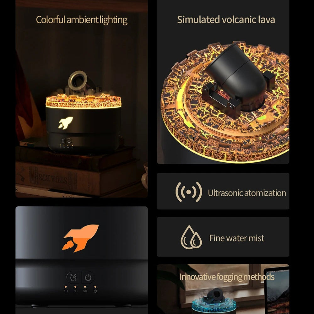 Volcanic Crack Light Cannons Humidifier – Essential Oil Diffuser with Aromatherapy and Visual Effects - Loovy #