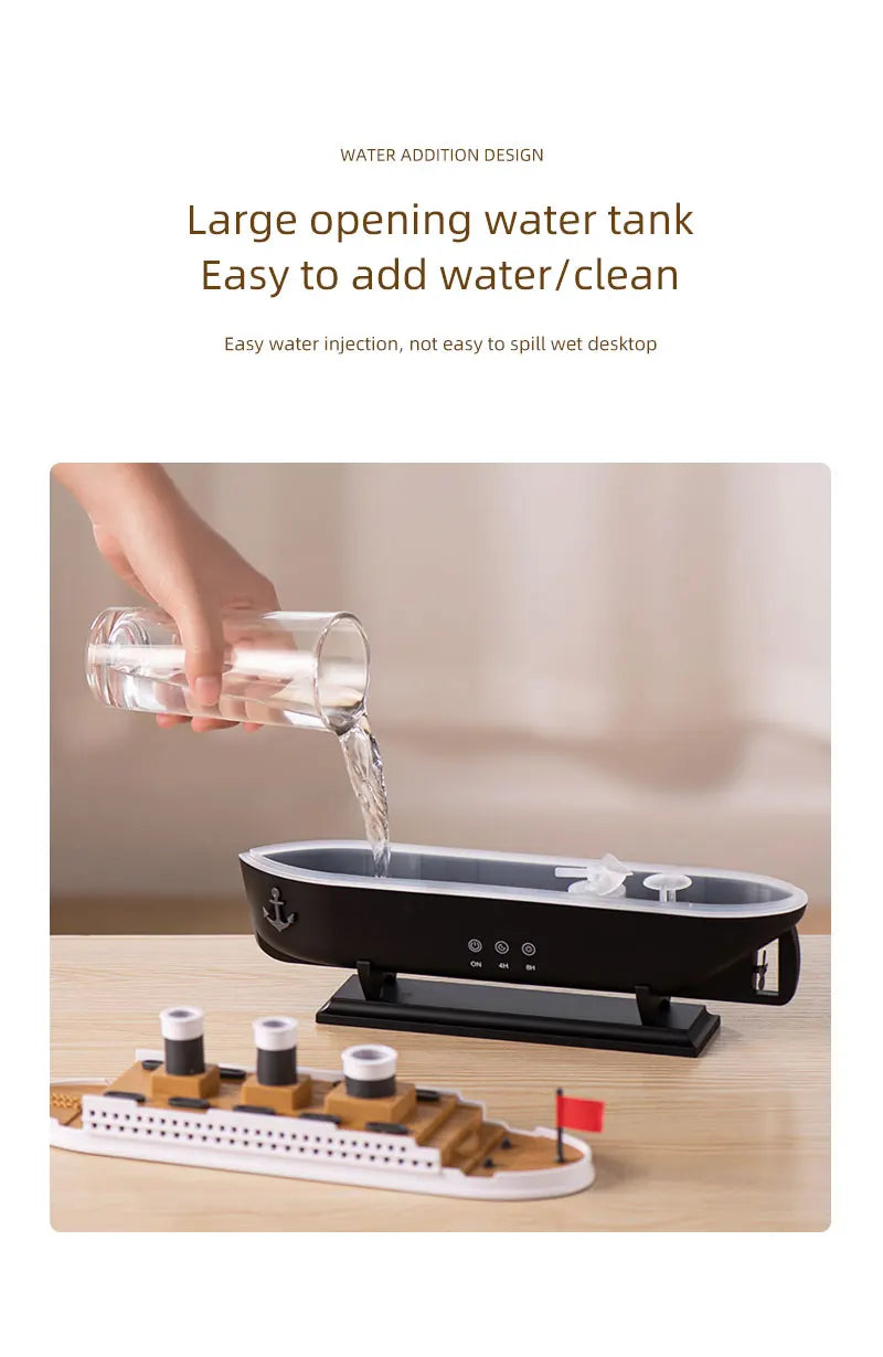 Retro Boat Ultrasonic Aromatherapy Humidifier with Remote Control - Loovy #