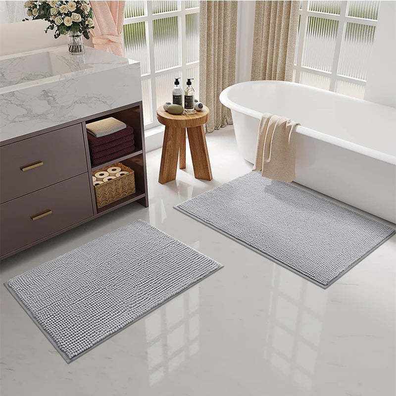 Chenille Bathroom Rug – Soft, Absorbent, and Non-Slip Bath Mat - Loovy #