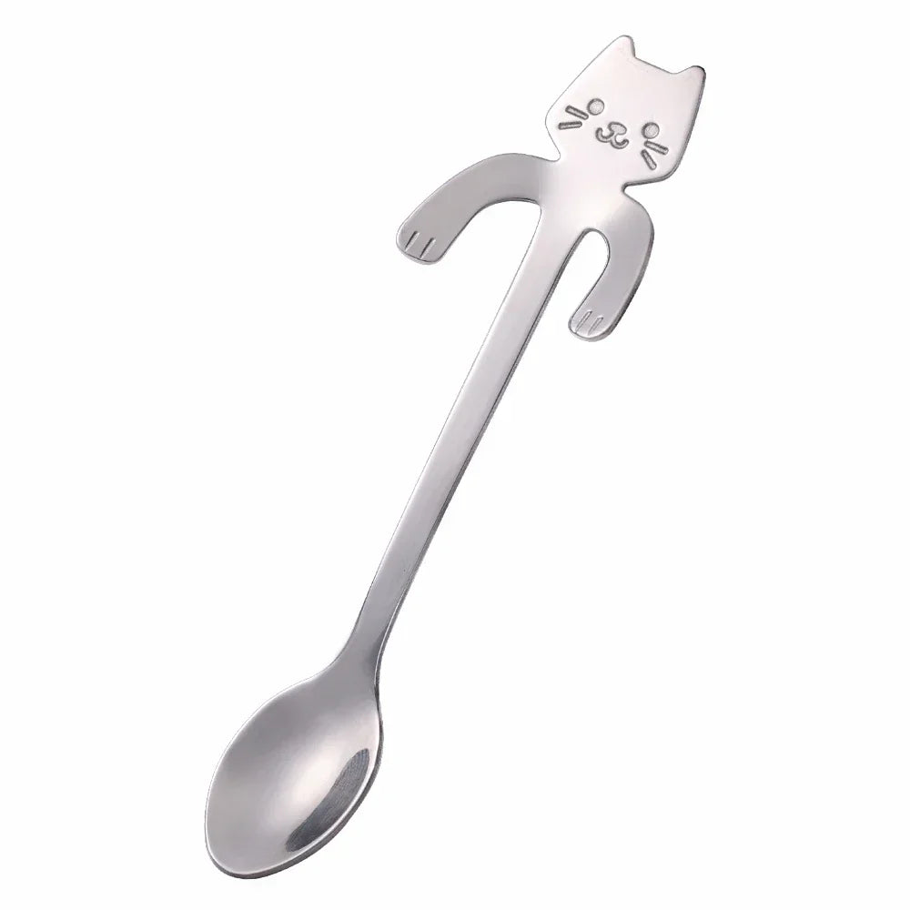 Cute Cat Coffee Spoon - Stainless Steel Dessert Spoon for Kids & Adults - Loovy #