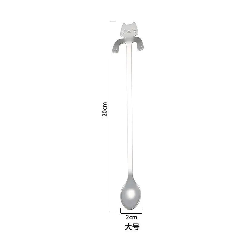 Cute Cat Coffee Spoon - Stainless Steel Dessert Spoon for Kids & Adults - Loovy #