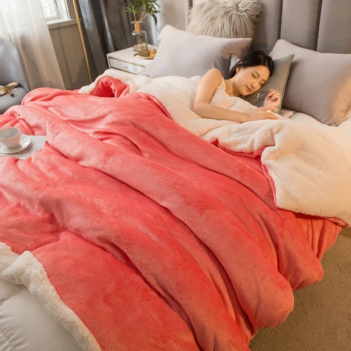 Cozy Wool Throw Blanket – Double-Sided Winter Bedspread for Warmth and Comfort - Loovy #