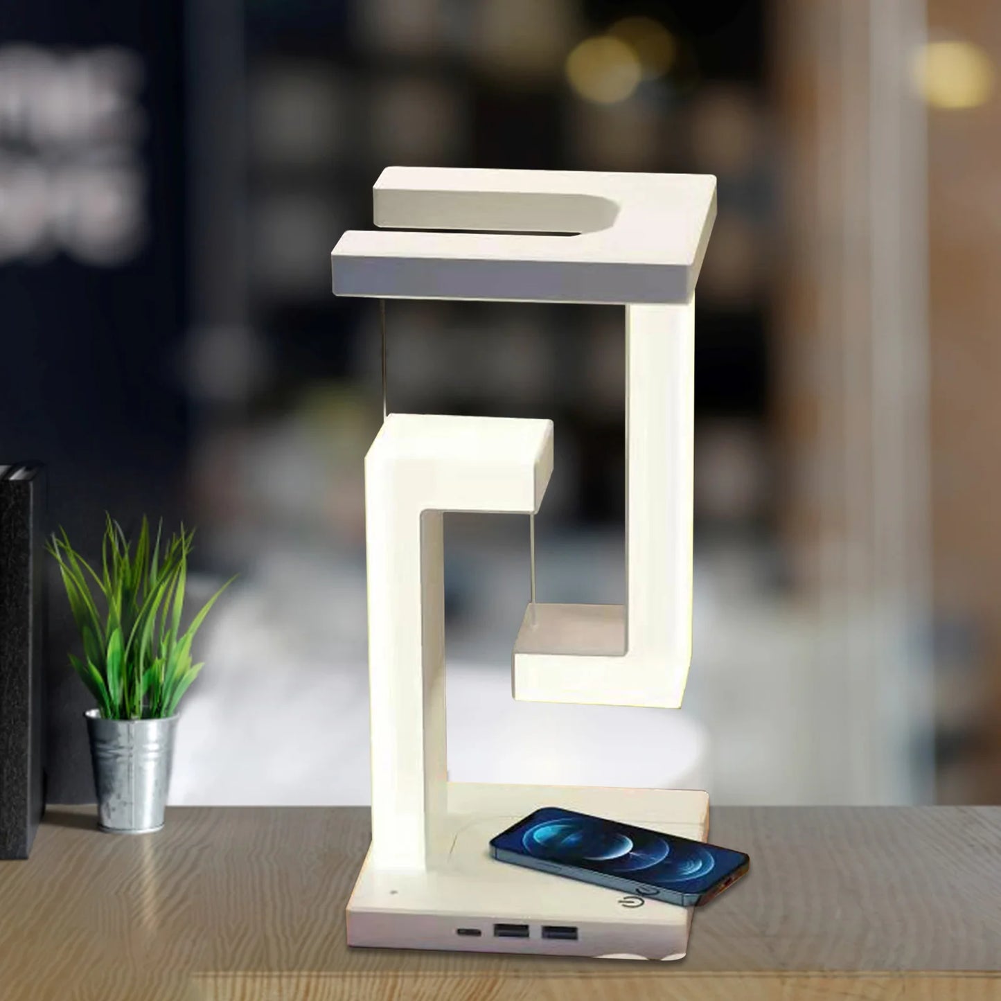 LED Suspended Anti-Gravity Night Light with 10W Wireless Charger - Loovy #