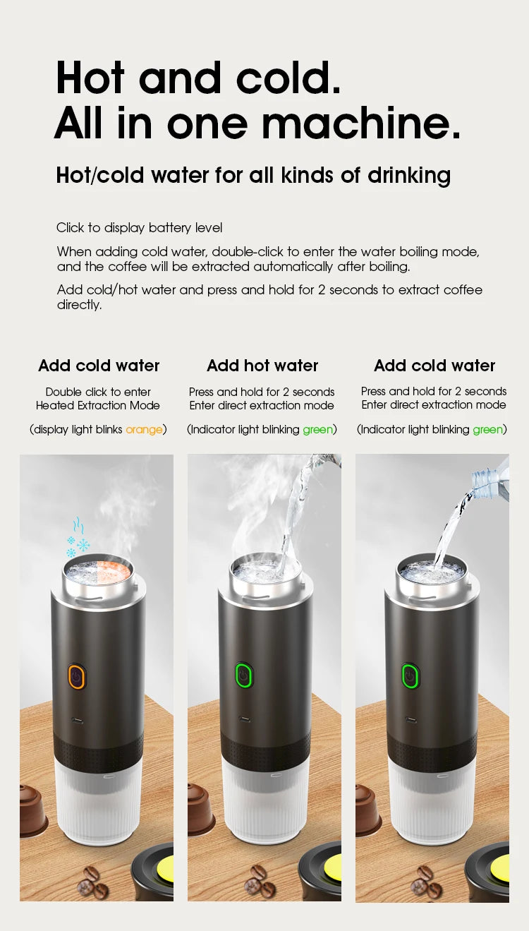 Portable Wireless Espresso Coffee Machine for Travel, Car, and Home - Loovy #