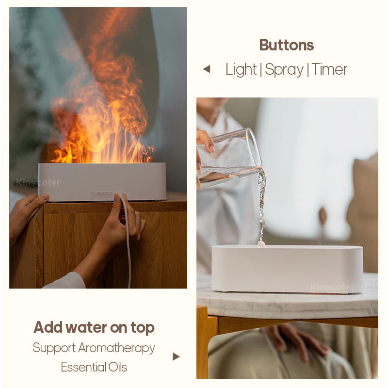 RGB Flame Aroma Diffuser – Ultrasonic Air Humidifier with LED Flame Effect - Loovy #