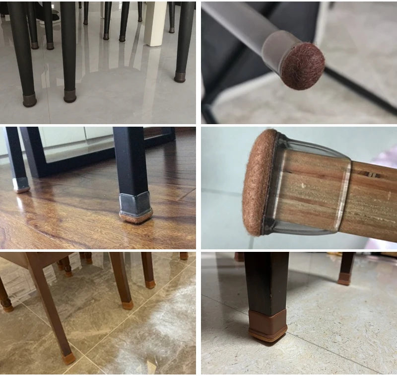 Chair Leg Caps - Thick Silicone & Felt Floor Protectors - Loovy #
