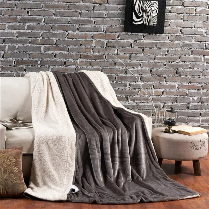 Cozy Wool Throw Blanket – Double-Sided Winter Bedspread for Warmth and Comfort - Loovy #
