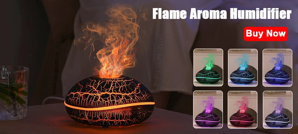 Flame Aroma Humidifier with Essential Oil Diffuser & Remote Control - Loovy #
