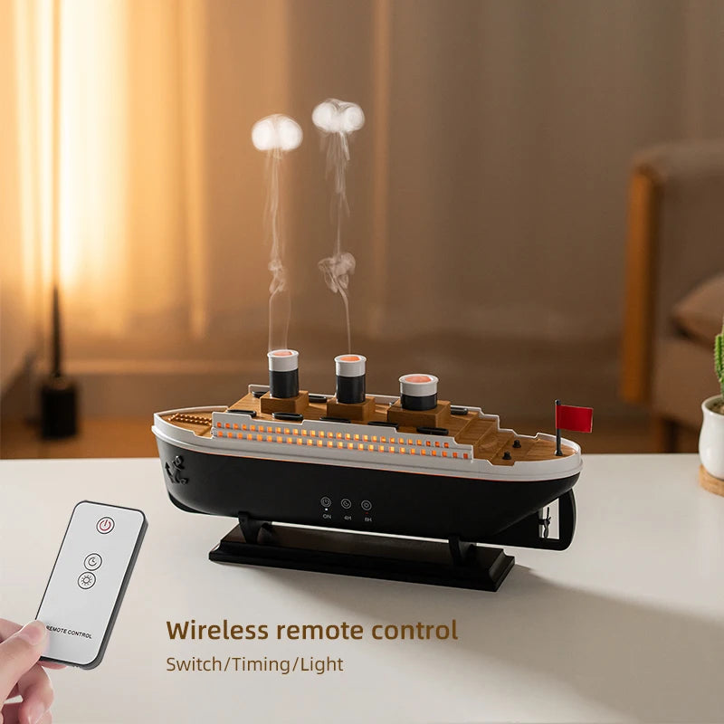 Retro Boat Ultrasonic Aromatherapy Humidifier with Remote Control - Loovy #