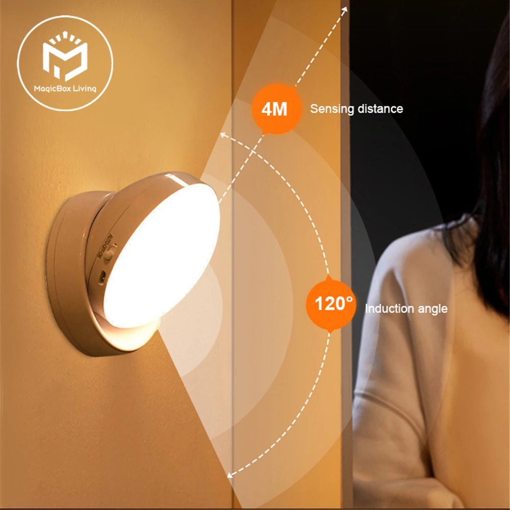 360° Rotating PIR Motion Sensor Night Light – Wireless Rechargeable LED Lamp - Loovy #