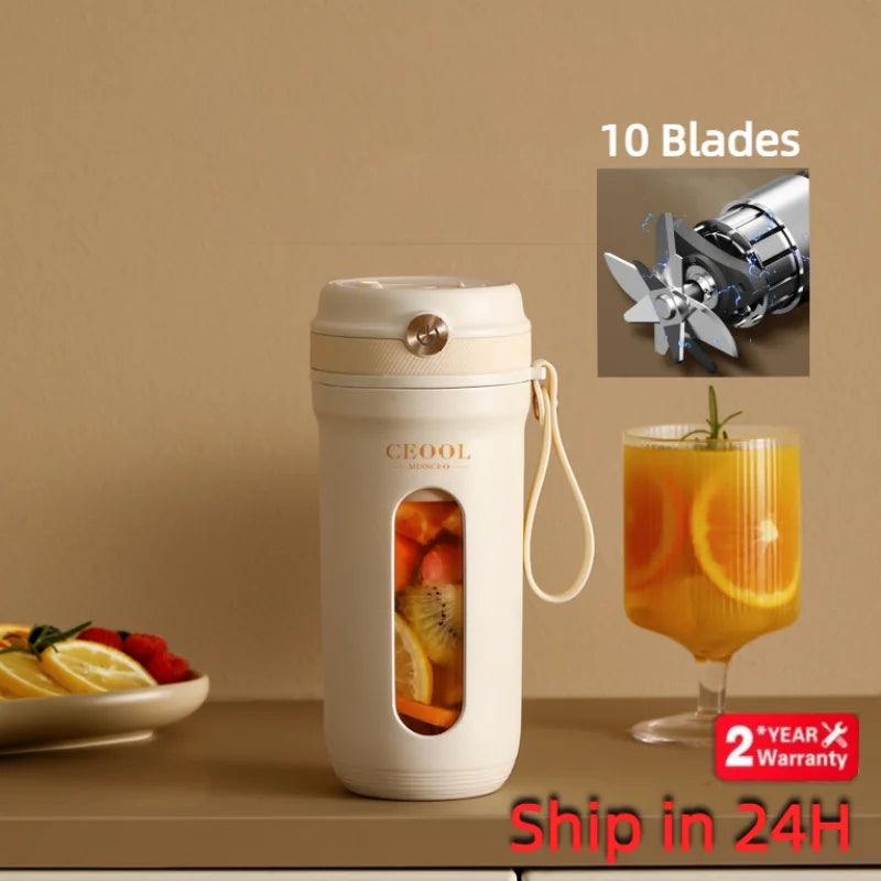10 Blades Electric Portable Blender - 350ML USB Rechargeable Smoothie Juicer Cup - Loovy #