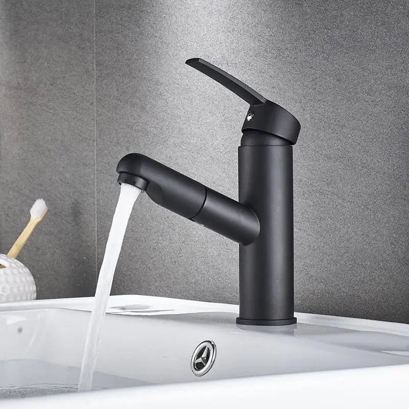 Single Handle Pull-Out Bathroom Basin Faucet – Modern Design for Hot and Cold Water - Loovy #