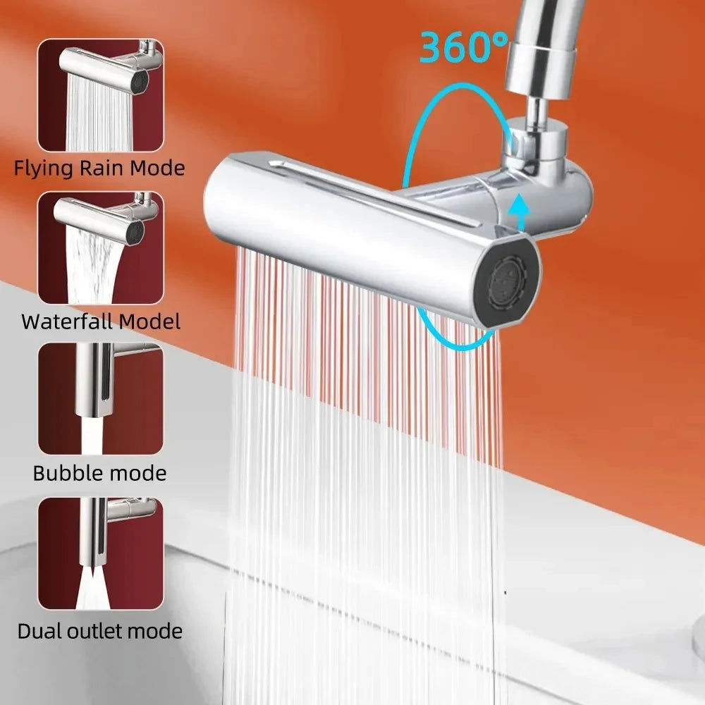 4-in-1 Kitchen Faucet Extender with 360° Swivel - Waterfall, Stream, & More - Loovy #