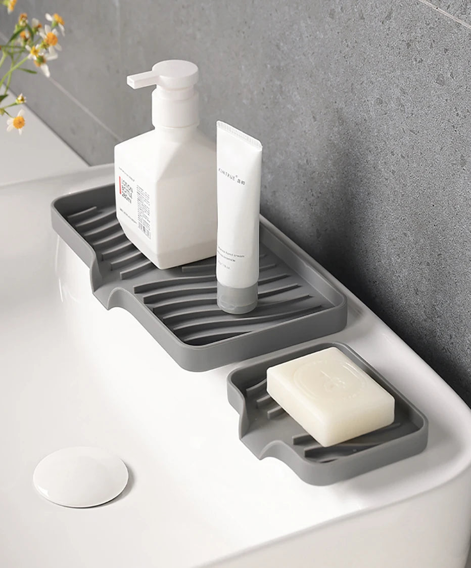 Silicone Soap Dish with Drainage - Self-Draining for Bathroom & Kitchen - Loovy #