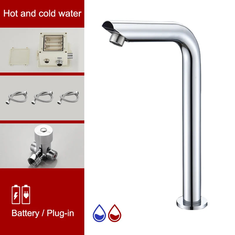 Sensor Basin Faucet – Chrome Deck-Mounted Automatic Water Mixer Tap - Loovy #