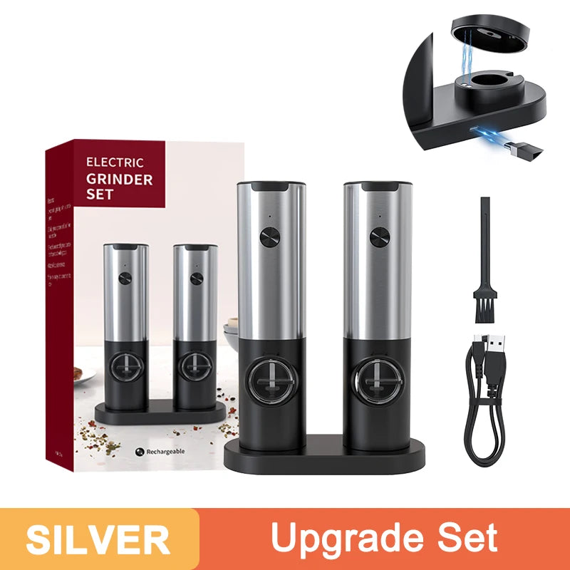 USB Rechargeable Electric Salt and Pepper Grinder with Adjustable Coarseness - Loovy #