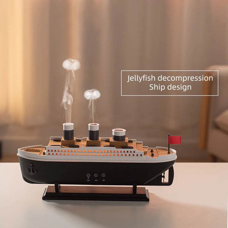 Retro Boat Ultrasonic Aromatherapy Humidifier with Remote Control - Loovy #