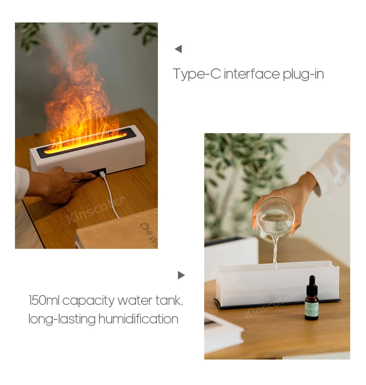 RGB Flame Aroma Diffuser – Ultrasonic Air Humidifier with LED Flame Effect - Loovy #
