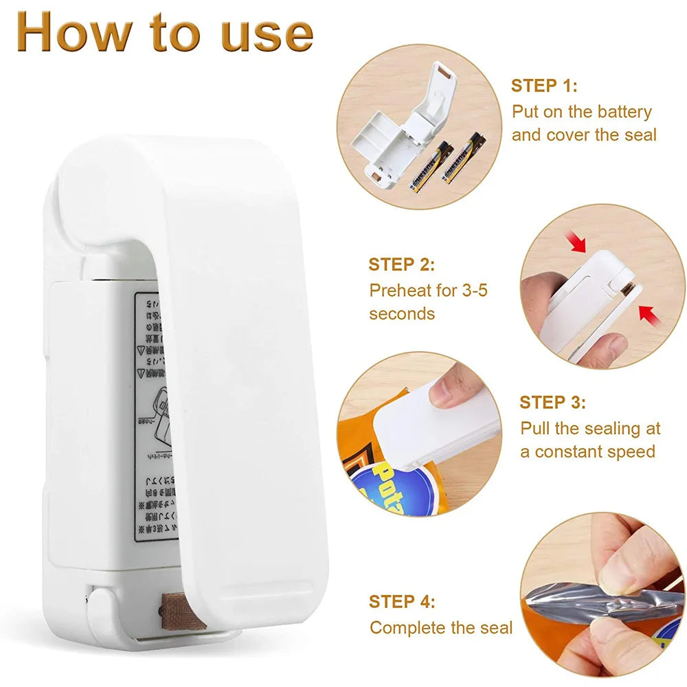 Portable Mini Heat Sealer - Food Saver for Bags & Snacks - Loovy #