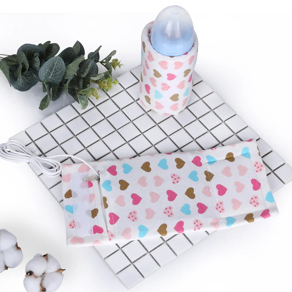 USB Milk & Water Warmer Bag – Portable Baby Bottle Heater for Travel, Stroller, and Nursing | Insulated Cartoon Design, 180ml Capacity - Loovy #