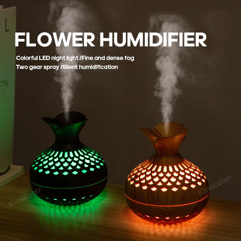 Elegant Wood Grain USB Aroma Diffuser & Humidifier - Loovy #