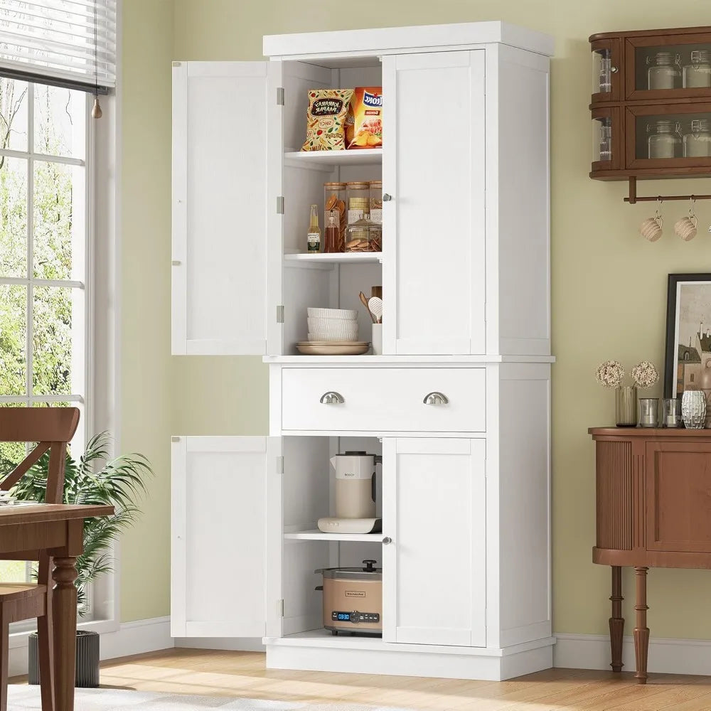 Utility Pantry Storage Cabinet - Freestanding with Doors & Drawers - Loovy #